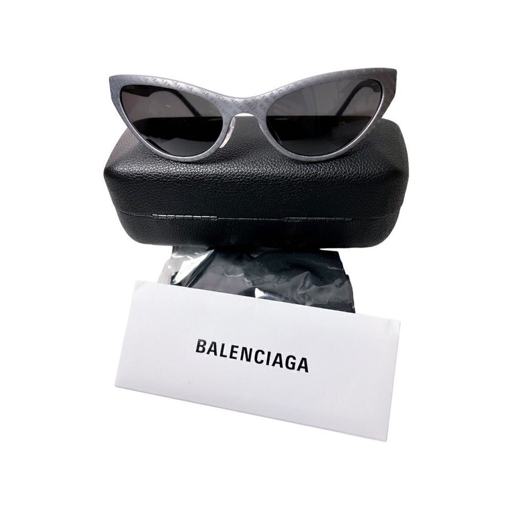 Balenciaga Logo Womens Grey Aluminum Metal Frame UV Sunglasses with Case New